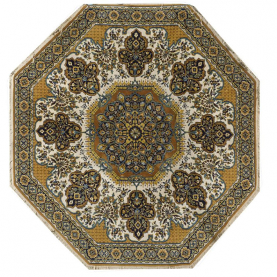 Alfombra oriental octogonal realizada en lana. S. XX. 
