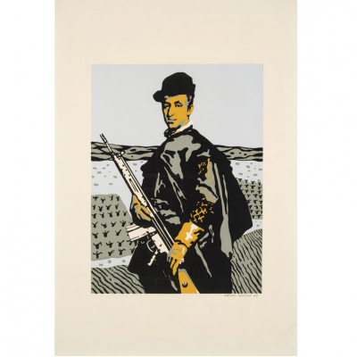 Equipo Cr&oacute;nica. "El Vigilante (1968)". Serograf&iacute;a sobre papel. Firmada y fechada (68) 