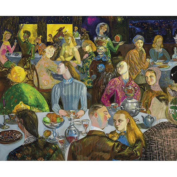 Yuri Rodkin.   "A.D. 1982 Cafe Kosmos a Mosca (2006)". Óleo sobre lienzo.  Firmado, titulado y fechado (2006) al dorso.