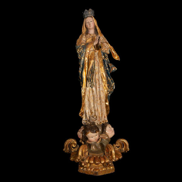 ESCUELA COLONIAL DE QUITO - CÍRCULO DE BERNARDO DE LEGARDA (1700-1773) Gran Virgen Inmaculada en Gloria.