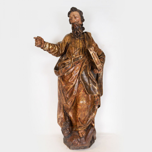 San Bartolomé, importante talla en madera, escuela Gótica Catalana o Valenciana de finales del siglo XV.