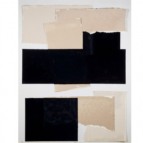 Rafael Canogar.   "Aire (2003)". Serigrafía collage sobre tabla. Firmada y fechada (03) en el ángulo inferior derecho.