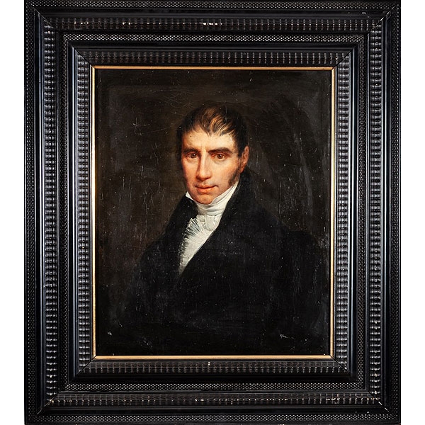 Anónimo inglés S.XIX "Retrato de caballero con corbata blanca" Óleo