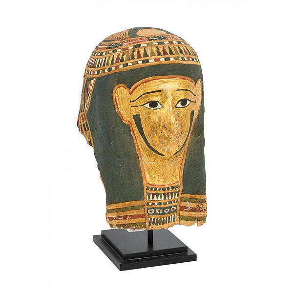 Máscara de momia egipcia del periodo Ptolemaico-Romano (50 a.C.-50 d.C).