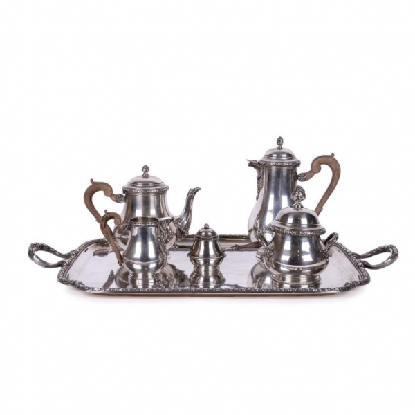 Juego de caf&eacute; de plata Limousin &amp; Souche c. 1905