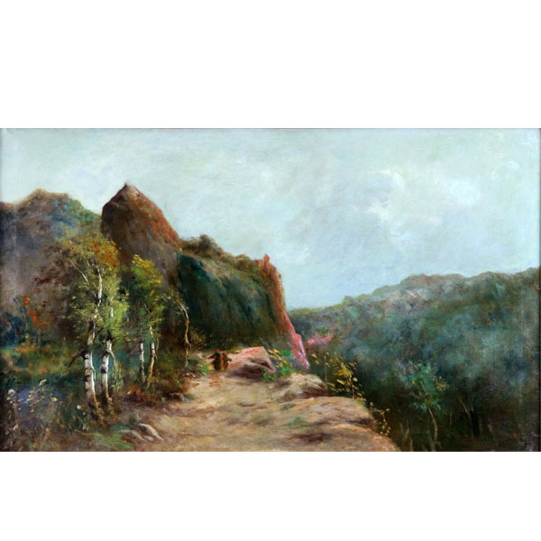 PERE NAVARRO ESCUDER "Paisaje de montaña con personajes"