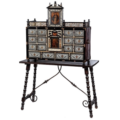 Bargue&ntilde;o con placas de hueso grabado y entintado S.XVII