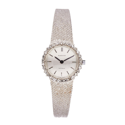 Reloj Radiant de pulsera para señora. En oro blanco y bisel con diamantes talla 8/8. 