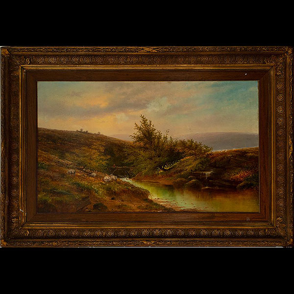 Carlos de Haes (firmado), Paisaje, escuela española, siglo XIX