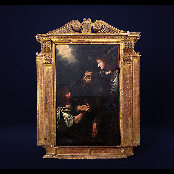 Escuela Italiana del siglo XVIII - San Francisco sostenido por dos ángeles