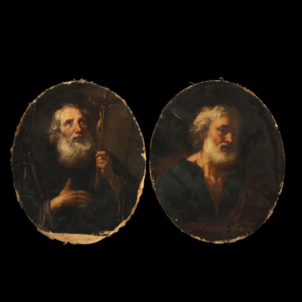 Pareja de Apóstoles Santiago y San Andrés - Atribuibles a Luca Giordano, Escuela Italiana Napolitana Barroca del siglo XVII