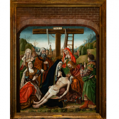 Círculo de Rogier van der Weyden, Importante Descenso de Cristo, Gótico, mediados del siglo XV. 