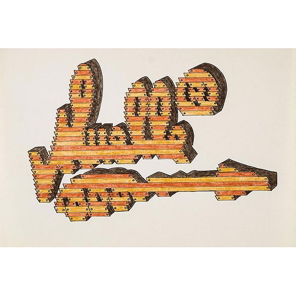 Muelle.  "Tag / firma con efecto tridimensional"