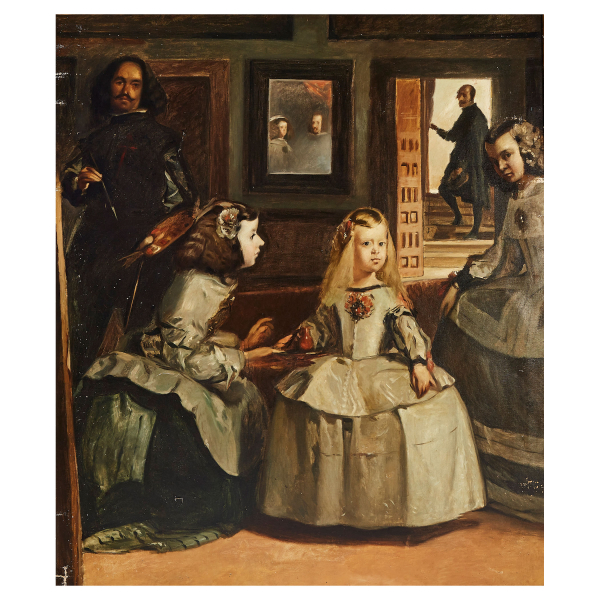 Escuela espa&ntilde;ola, ppios. del s.XX. Las meninas. &Oacute;leo sobre tela.