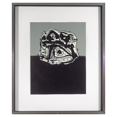 Antonio Saura (Huesca, 1930-Cuenca, 1998)  El Perro de Goya.  Serigrafía sobre papel Vélin d&#039;Arches. Firmada y numerada 33/100 a lápiz. Realizada en 1982.