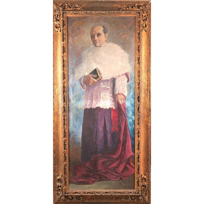 Eduardo Vicente (Madrid, 1909 - 1968) "Retrato de Monse&ntilde;or Federico Sope&ntilde;a"