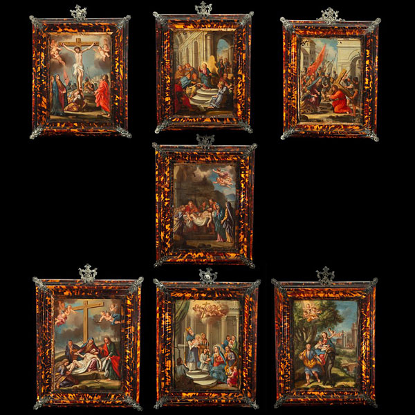 Muy Importante Conjunto de Siete Escenas de la Pasión de Cristo - Escuela Barroca Napolitana del siglo XVIII.