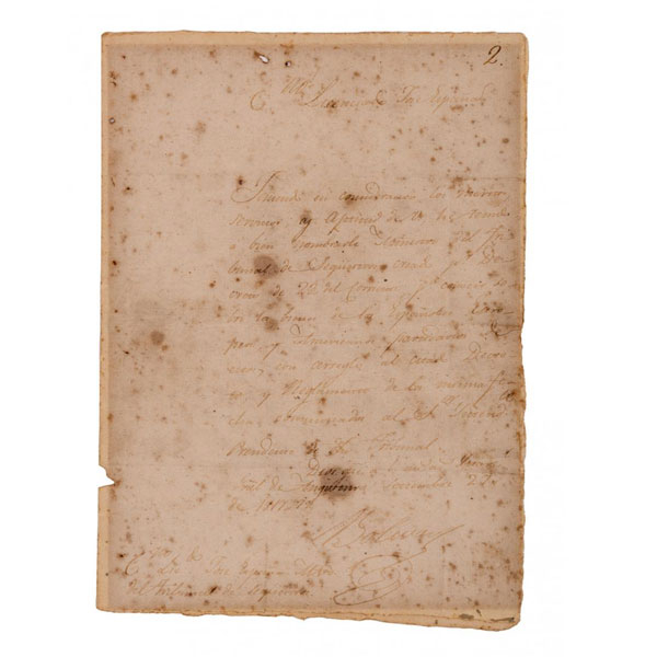 Carta firmada por Simón Bolívar