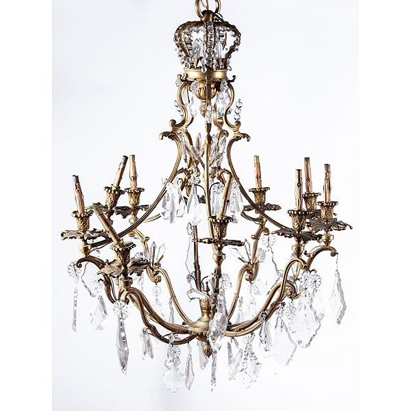 Lámpara de techo de bronce dorado 