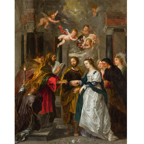 Escuela Flamenca S. XVII.  &quot;Los Deposorios de la Virgen&quot;. Óleo sobre cobre.