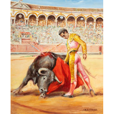 SANTOS SAAVEDRA  (Toledo 1903 - 1997) &quot;Torero en la plaza&quot;