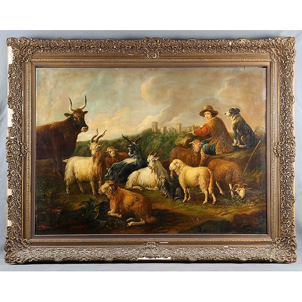 HERRERO, JOSÉ Mª. SIGUIENDO MODELOS DE ROSA DE TÍVOLI. &quot;Pastor con ganado&quot;