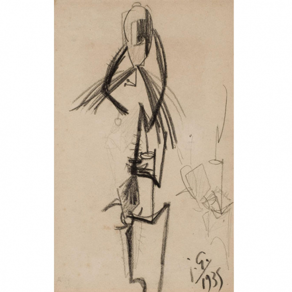 Julio González. &quot;Femme a l&#039;amphore (1935)&quot;. Dibujo a lápiz sobre papel. Firmado 