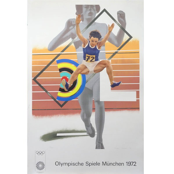 Peter Philips (United Kingdom, 1939). "Juegos Olímpicos Munich" 1972.  Grabado firmado y fechado 71 a mano por el artista. Numerada 146/200. 