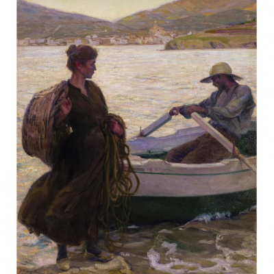 Jos&eacute; Mongrell Torrent. "Crep&uacute;sculo". &Oacute;leo sobre lienzo. Firmado en el &aacute;ngulo inferior izquierdo.