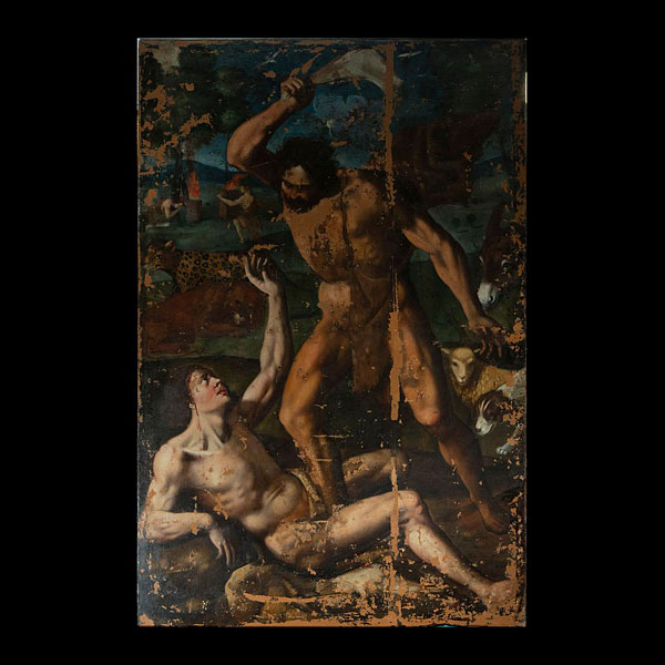 Monumental Caín Matando a Abel, Baltasar de Echave Orio (ca. 1558 - ca. 1623), escuela colonial mexicana del siglo XVII, Nueva España.