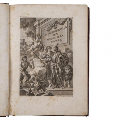 MIGUEL DE CERVANTES SAAVEDRA - &quot;EL INGENIOSO HIDALGO DON QUIXOTE DE LA MANCHA... Nueva edición corregida por la Real Academia Española&quot; En Madrid: por D. Joaquín Ibarra, 1780.