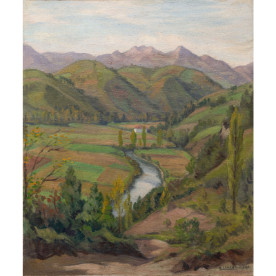 &quot;Vista del río Oria&quot;.  ÁNGEL CABANAS OTEIZA (Guipúzcoa, 1875-1964).   