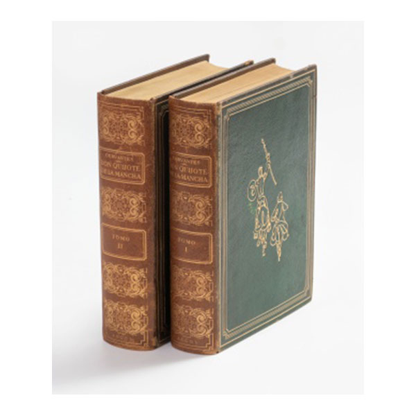 Lote compuesto por Tomo I y II de Don Quijote de la Mancha, Miguel de Cervantes. Ilustraciones originales de Joaquín Vaquero.   Editorial Argos S.A., Barcelona, 1950.