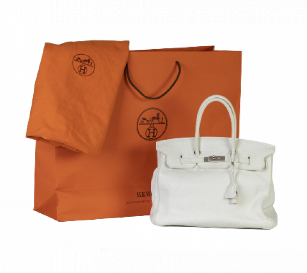 Bolso BIRKIN 35 de HERMÊS en piel Taurillon Clemance Blanco. 