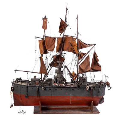 Maqueta de barco de vela y vapor Destin 1913