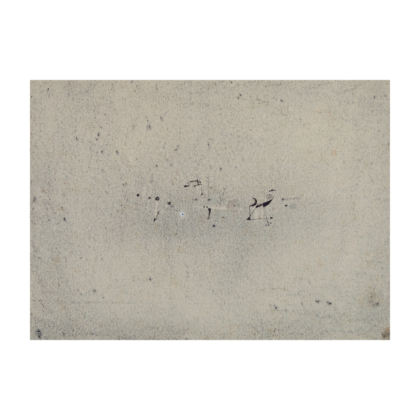 Modest Cuixart (Barcelona, 1925-Palam&oacute;s, Girona, 2007)  Sin t&iacute;tulo.  Tinta china y l&aacute;piz sobre papel adherido a tela.  