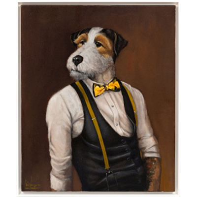 LUIS MÁRQUEZ CARRASCO   (Jeréz de la frontera 1982)  &quot;Perro Hipster&quot;  Firmado: Luis Márquez Óleo / Lienzo 