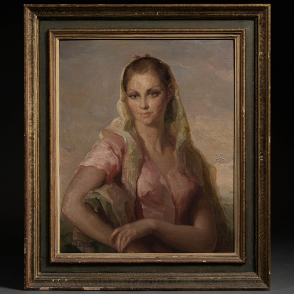 "Mujer de ojos azules"  JULIO MOISES (Tortosa, 1888-Suances, 1968)