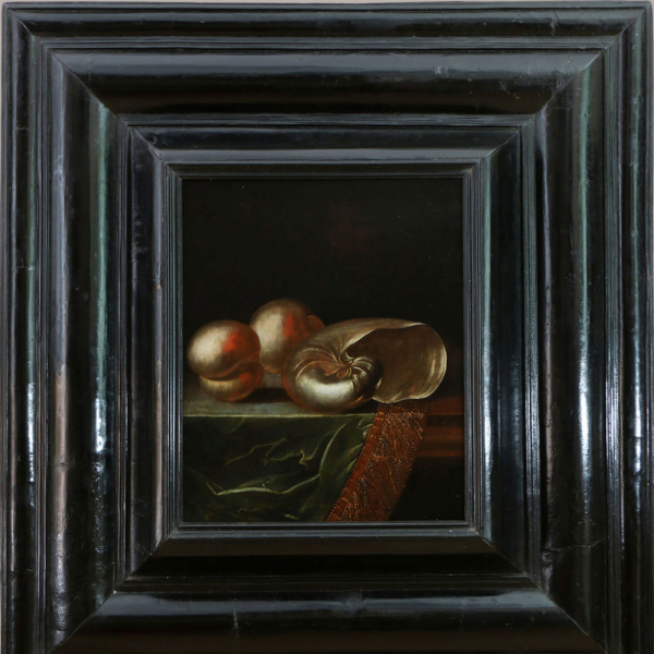 Atribuido a Sebastian Stoskopff, Caracol con melocotones, escuela alemana, siglo XVII. 