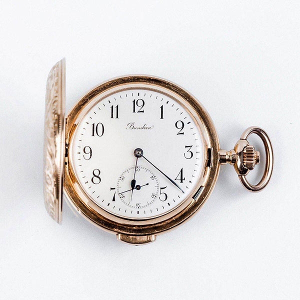 Bello reloj saboneta suizo BANDERA (Ditisheim &amp; Co.) 52 mm, en oro rosa 18 K.