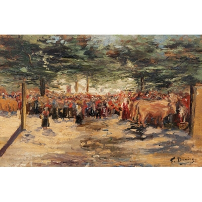 FRANCISCO DOMINGO MARQUÉS  (Valencia 1842 - Madrid 1920) &quot;Feria de ganado&quot;