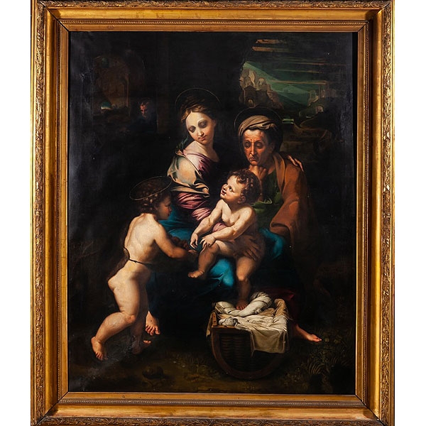 Copia de Rafael, S.XIX "Sagrada Familia con Santa Ana y San Juanito"