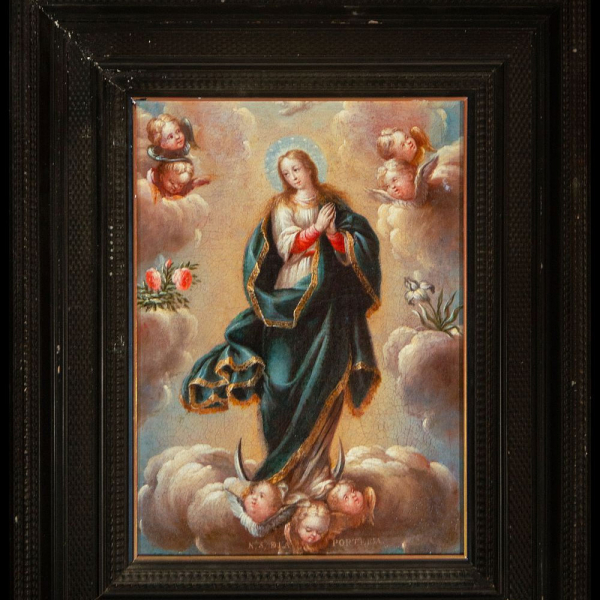 Escuela colonial del siglo XVIII - Inmaculada en Gloria.