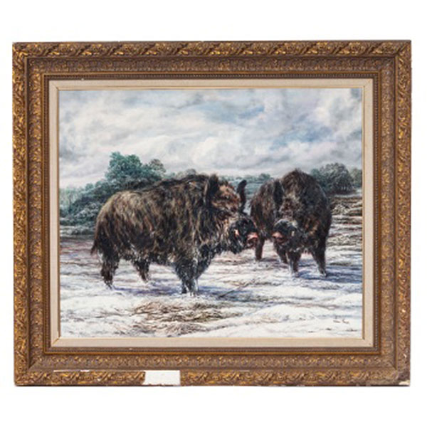 ISAAC LEON FRIAS  (S. XX) "Jabal&iacute;es en la nieve"