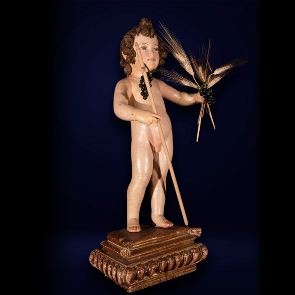 Importante Niño Montañesino en madera del siglo XVII. 