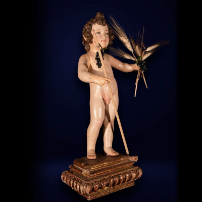 Importante Niño Montañesino en madera del siglo XVII. 