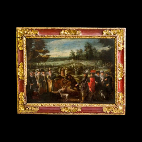 Escena de caza del venado de Luis XIII - Escuela franco flamenca de Fontainbleau. 