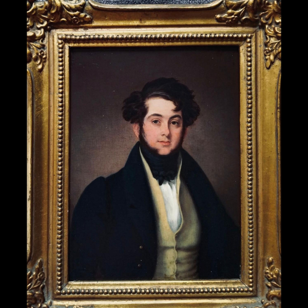 Importante Retrato sobre tabla de Don Juan Bautista de Muguiro, atribuído a Francisco de Goya (1746​-1828​) - Escuela Aragonesa del siglo XIX.