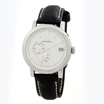 Reloj japon&eacute;s SEIKO Spring Drive, en caja de acero 40 mm con fondo de cristal. 