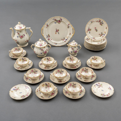 Juego de café y té en porcelana francesa de Limoges B &amp;cª L. Bernardaud f Cª